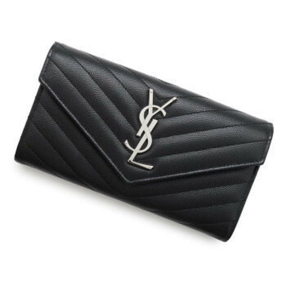 Saint Laurent Paris Monogram Quilted Flap Wallet YSL Black - Picture 1 of 8